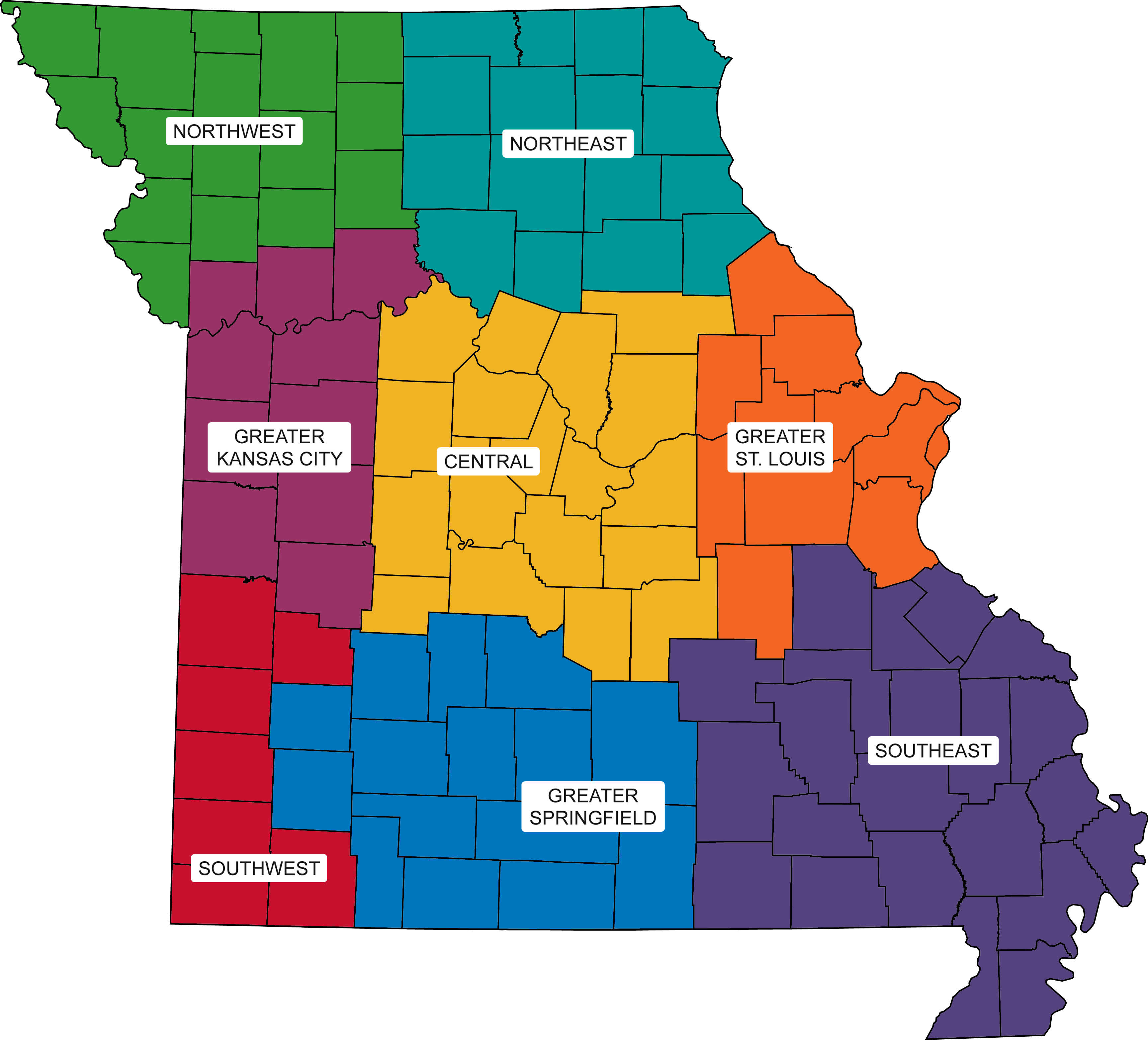 Image of MDA Component Societies on a Missouri Map
