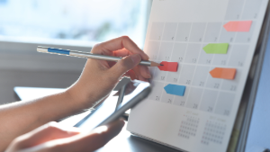 photo of calendar with highlighted areas