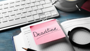 photo of sticky note saying deadline