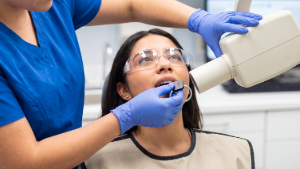 Image of a patient having dental x-rays taken