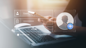 Image of computer keyboard and login