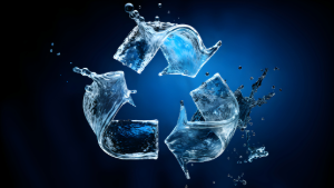 photo of clear arrows pointing in a circle moving a blue object