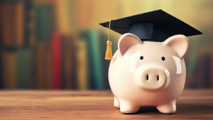 photo of piggy bank with graduation cap and tassle